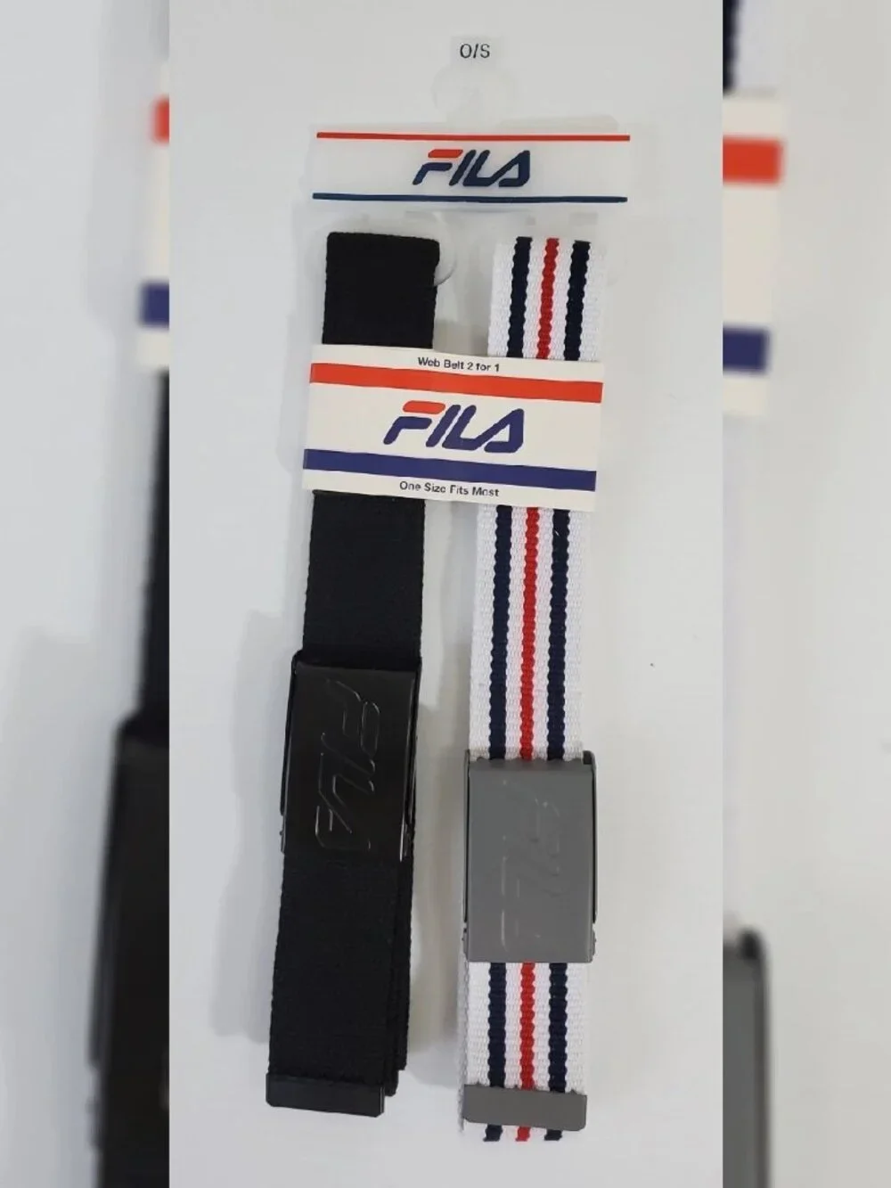 FILA FABRIC BUCKLE BELT MEN'S ONESIZE FITS MOST (WEB BELT 2 FOR 1) MULTICOLOR